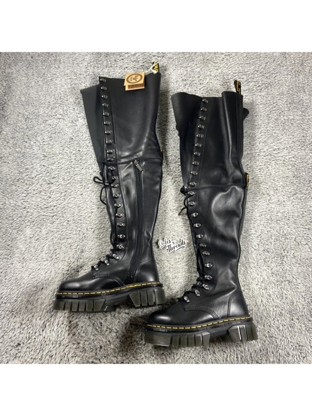 Dr. Martens Audrick 22i Size 6 Women Extreme Lace Knee High Platform Boot Black - Picture 2 of 8